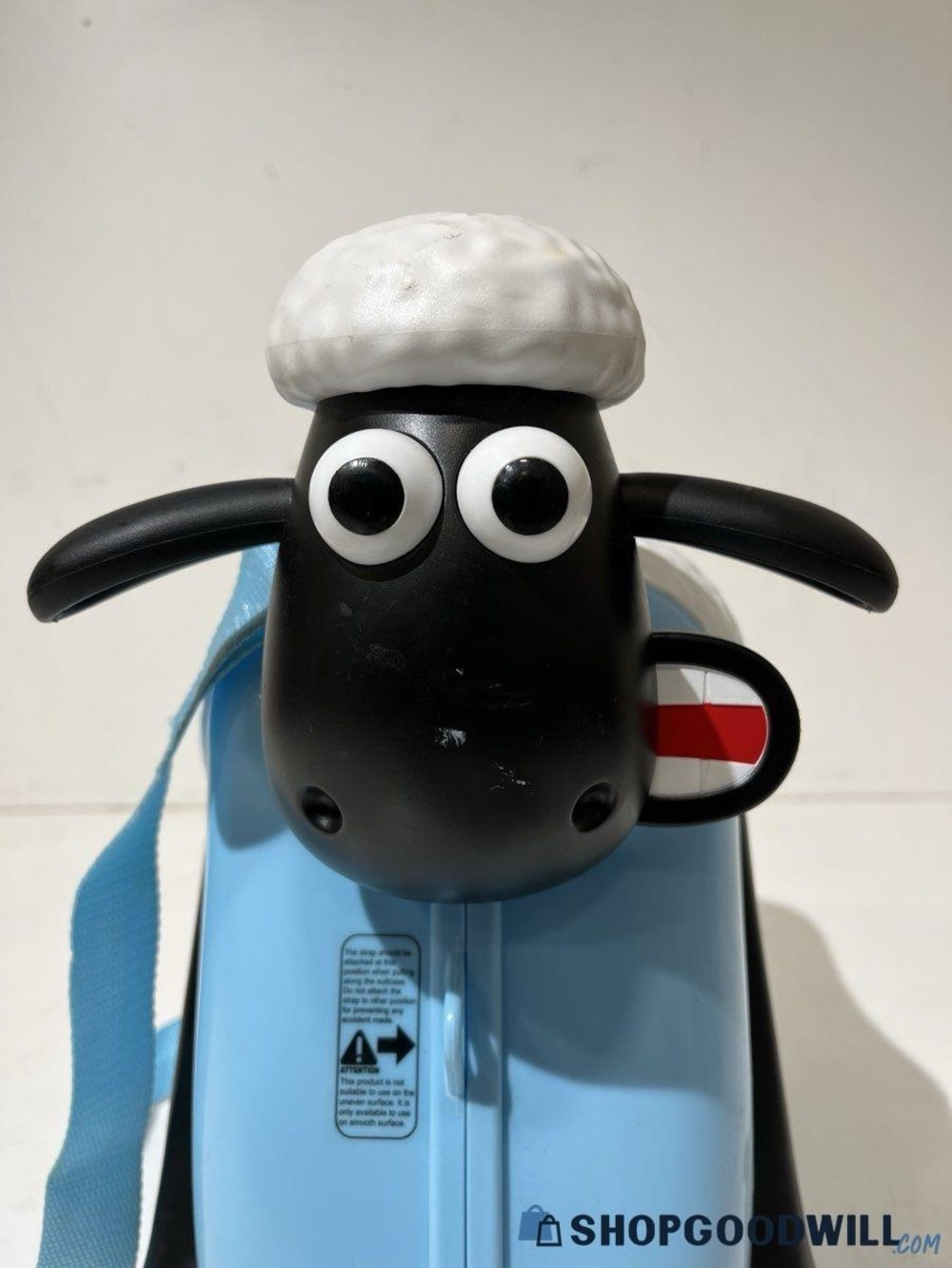 SAIPO SHAUN THE SHEEP BLUE WHITE RIDE ON SUITCASE WHEELED LUGGAGE BUILDING TOY